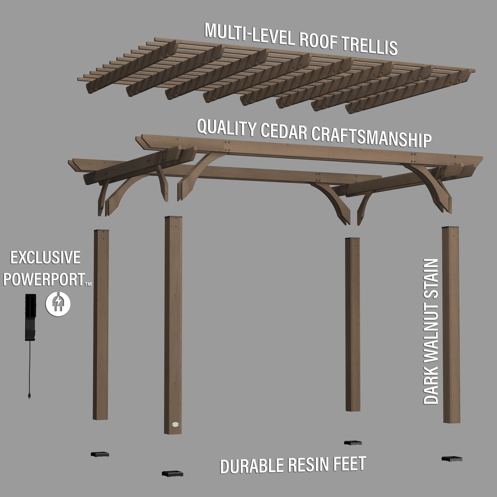 14x10 Somerville Pergola - Barnwood Stain — manufacturer image 8