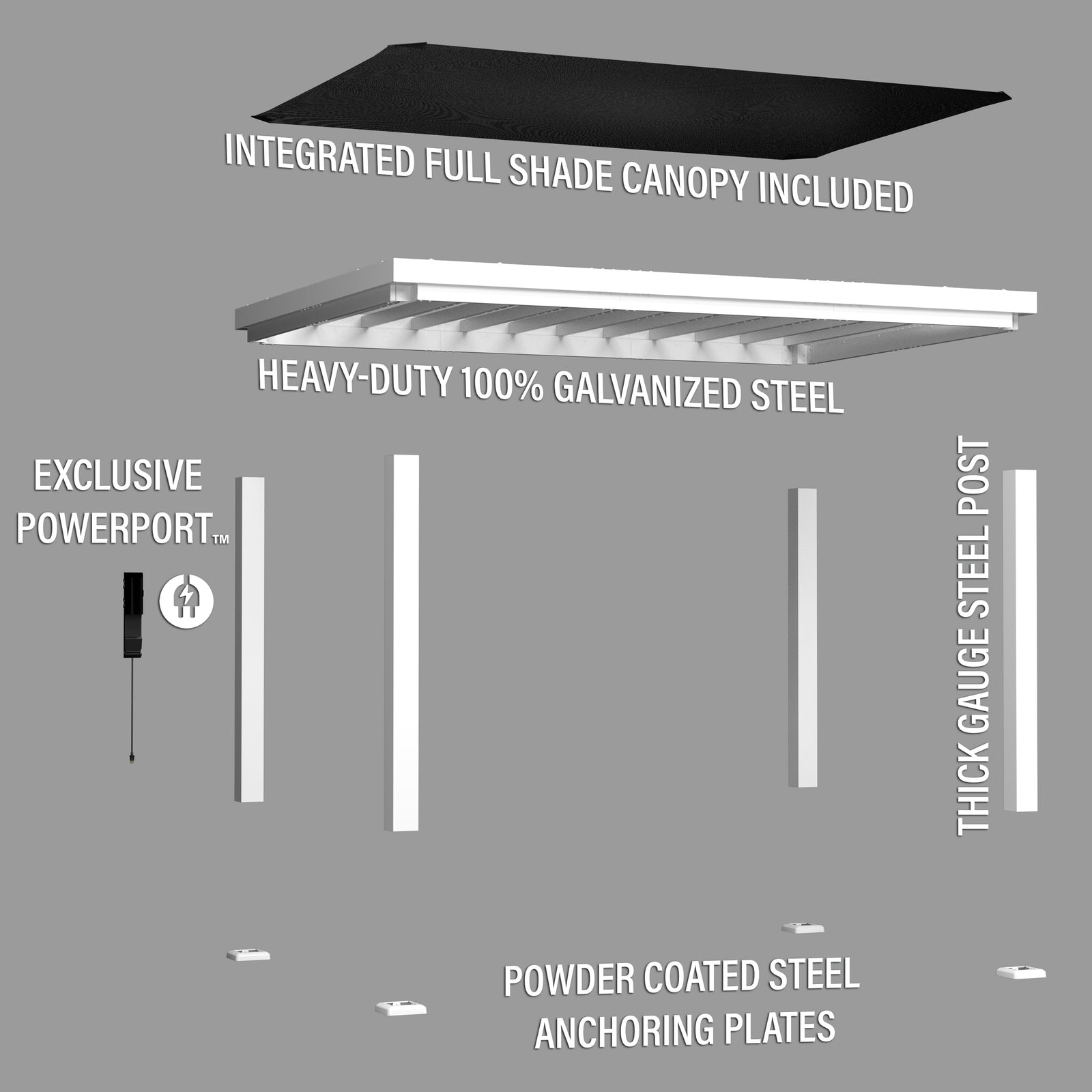 14x10 Windham Modern Steel Pergola With Sail Shade Soft Canopy — manufacturer image 12