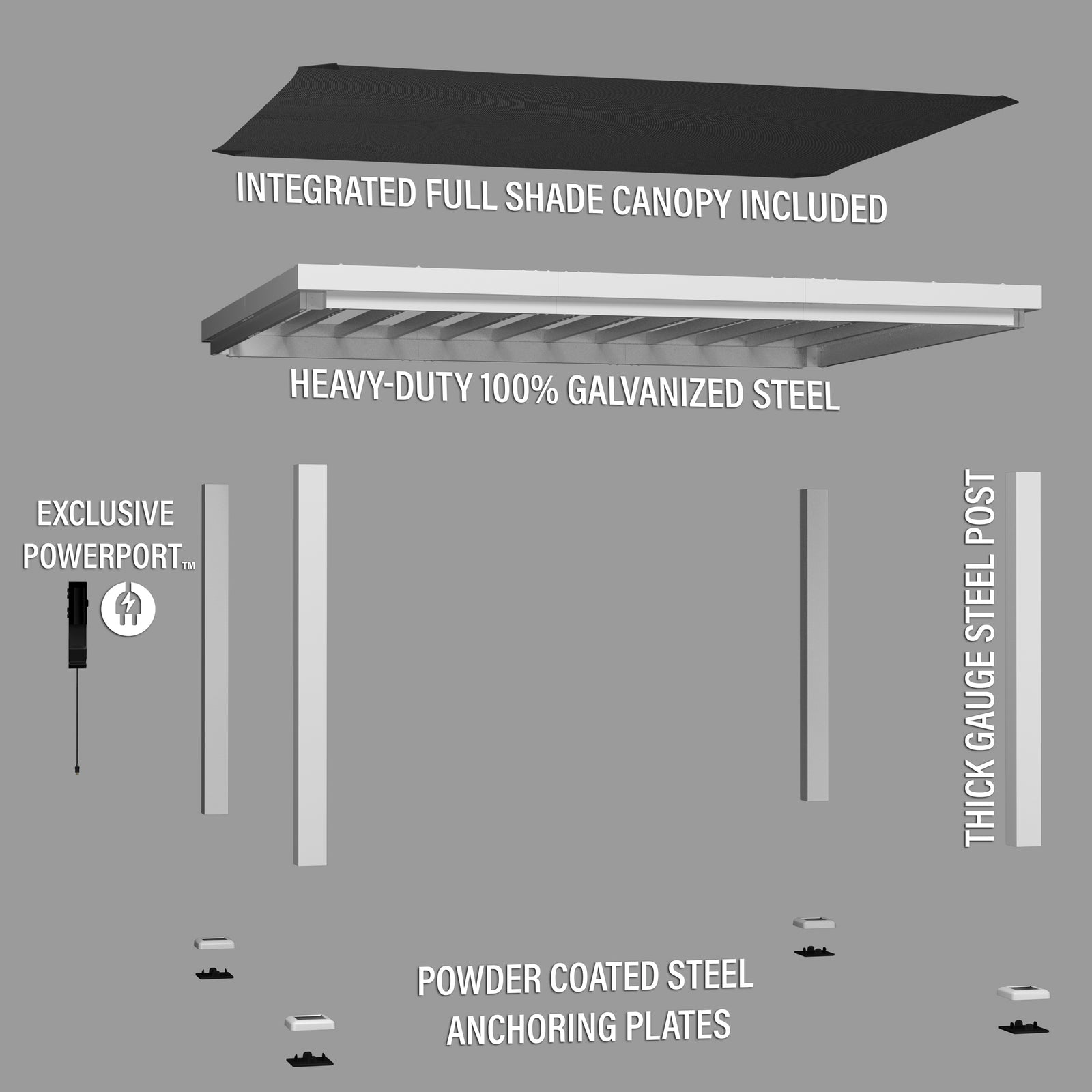 14x12 Windham Modern Steel Pergola With Sail Shade Soft Canopy — manufacturer image 12