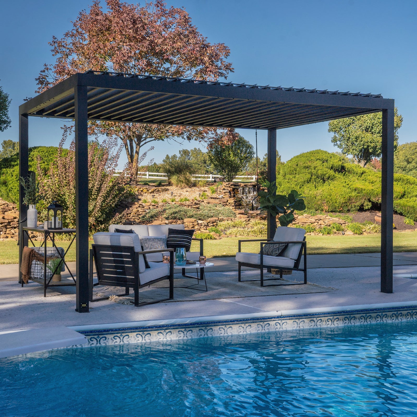 14x10 Sarasota Steel Louvered Pergola — manufacturer image 1