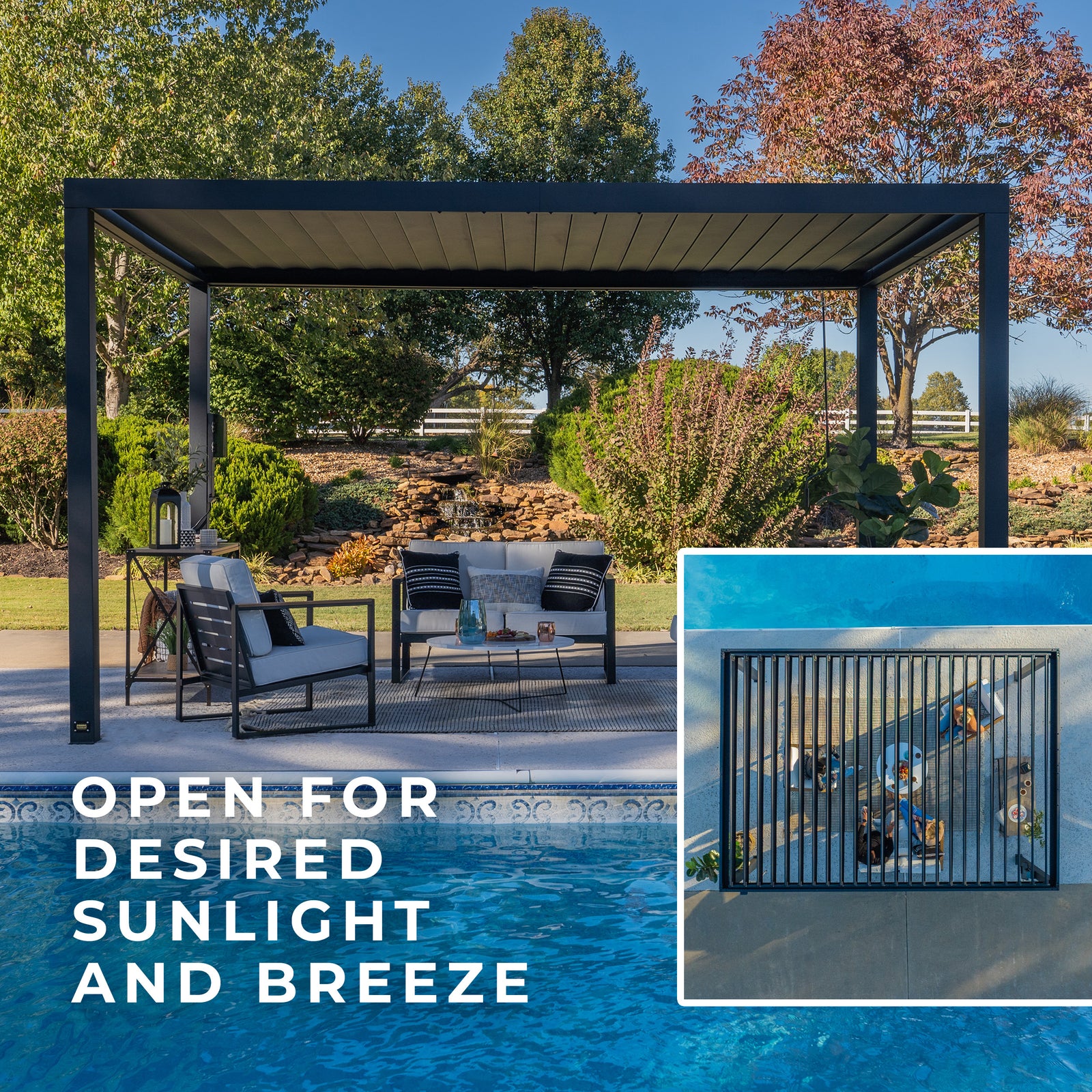 16x10 Sarasota Steel Louvered Pergola — manufacturer image 5