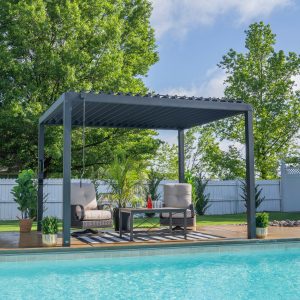 12x10 Sarasota Steel Louvered Pergola — manufacturer image 1