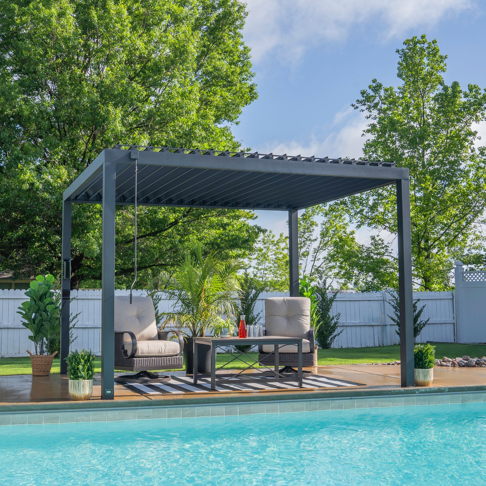 12x10 Sarasota Steel Louvered Pergola — manufacturer image 1