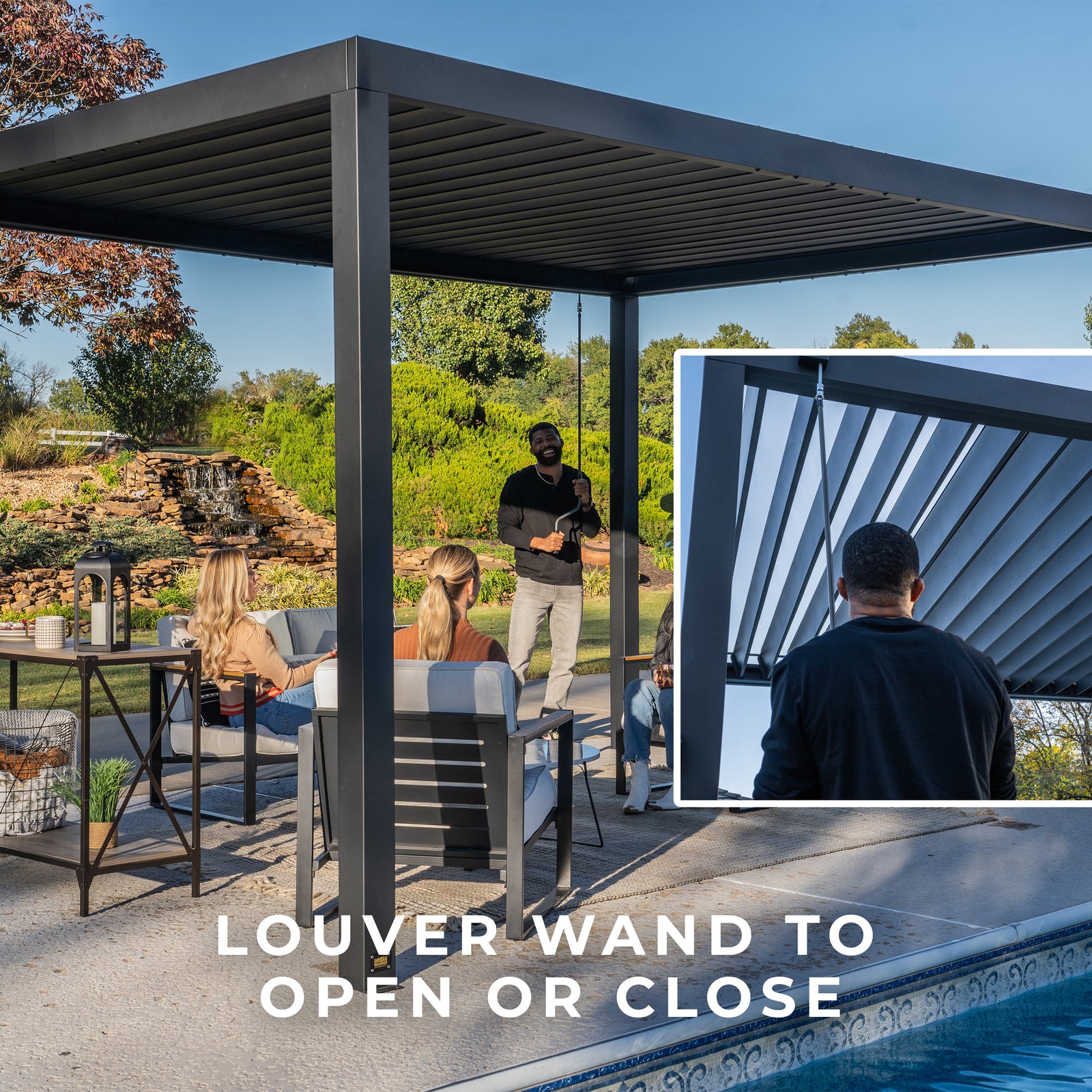 14x10 Sarasota Steel Louvered Pergola — manufacturer image 8