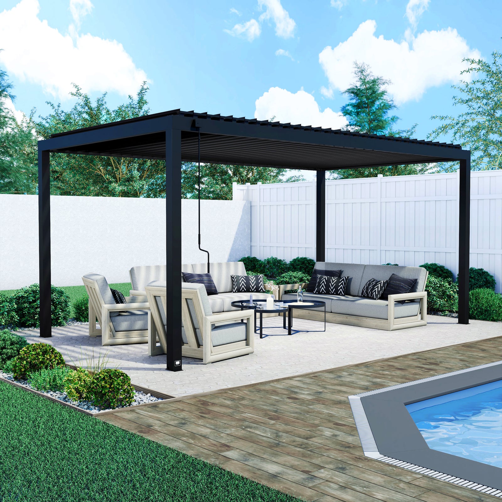 18x10 Sarasota Steel Louvered Pergola — manufacturer image 1