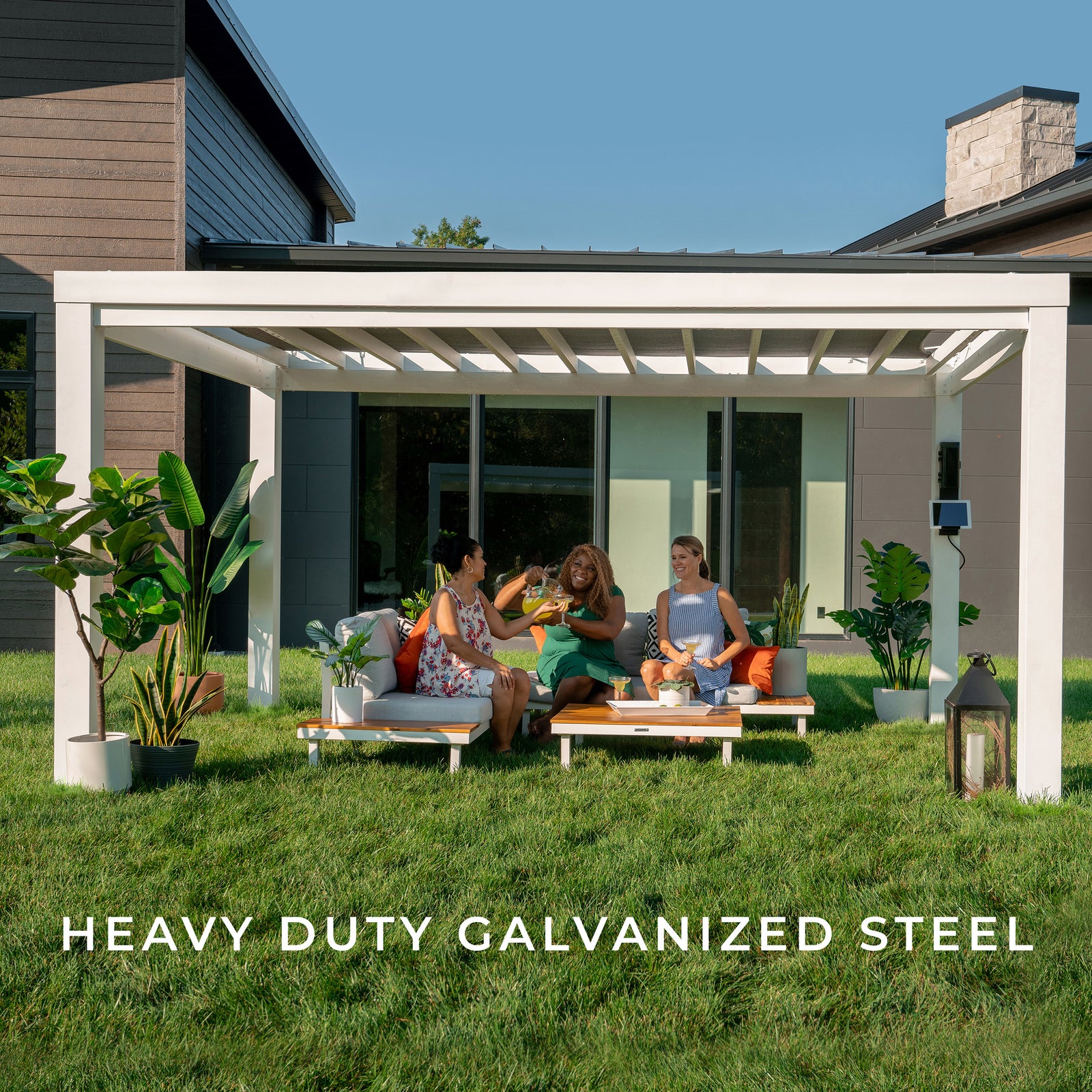 14x10 Windham Modern Steel Pergola With Sail Shade Soft Canopy — manufacturer image 5