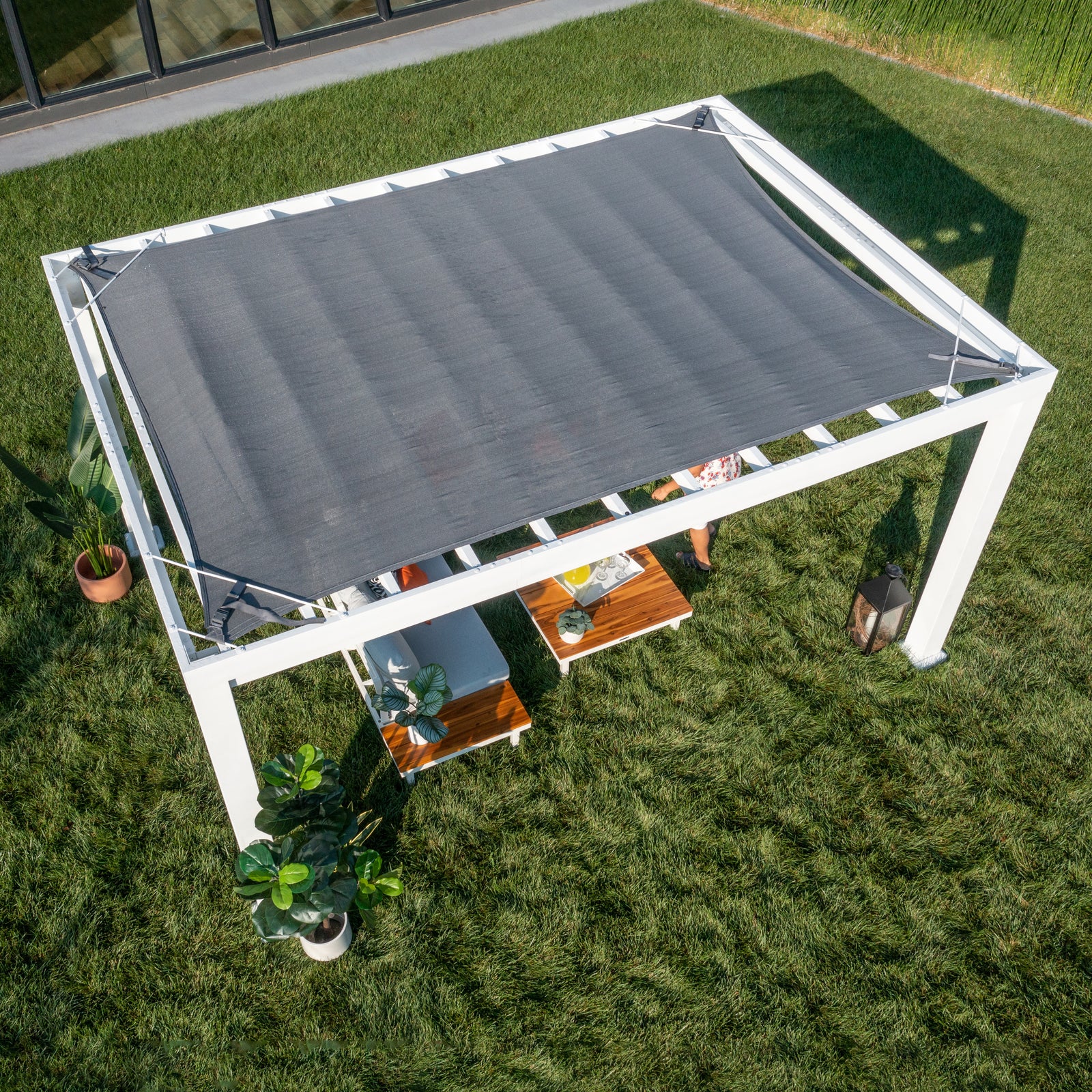 14x12 Windham Modern Steel Pergola With Sail Shade Soft Canopy — manufacturer image 10