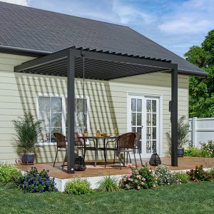 10x10 Evanston Wall Mounted Louvered Pergola — manufacturer image 1
