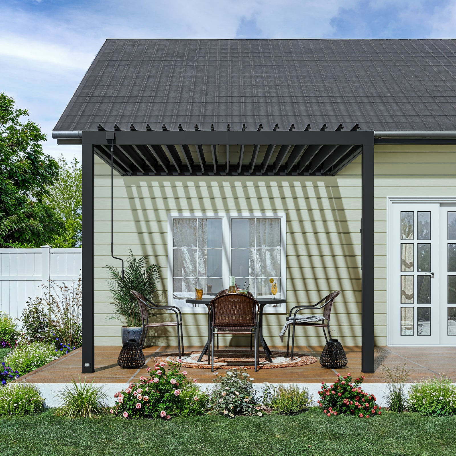 10x10 Evanston Wall Mounted Louvered Pergola — manufacturer image 2