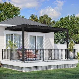 14x10 Evanston Wall Mounted Louvered Pergola — manufacturer image 1