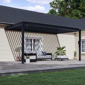 18x10 Evanston Wall Mounted Louvered Pergola — manufacturer image 1