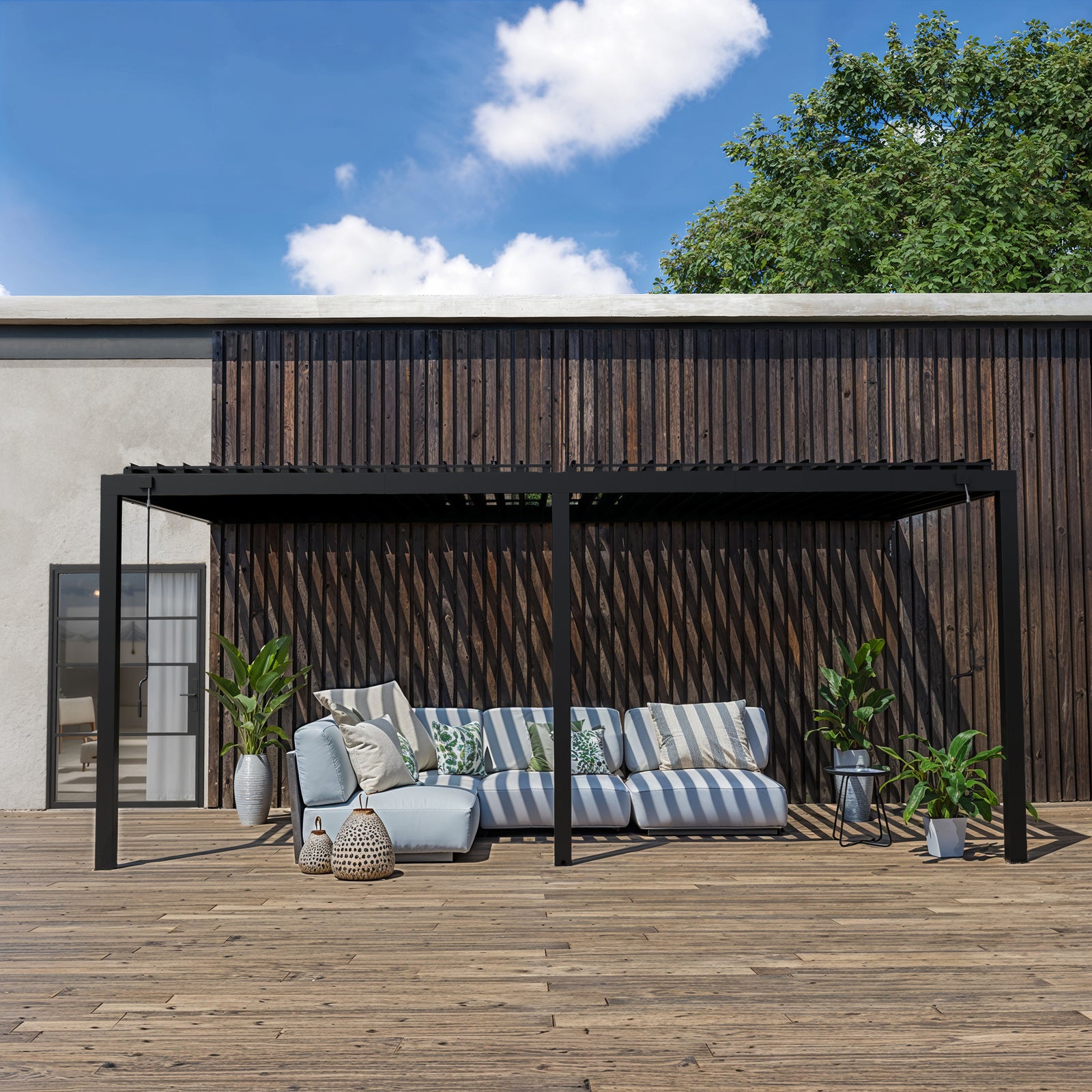 20x10 Evanston Wall Mounted Louvered Pergola — manufacturer image 2