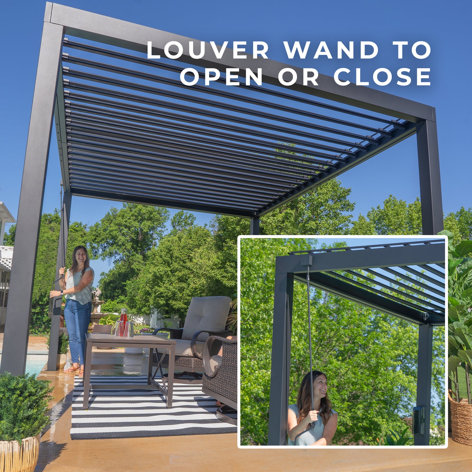 10x10 Sarasota Steel Louvered Pergola — manufacturer image 8