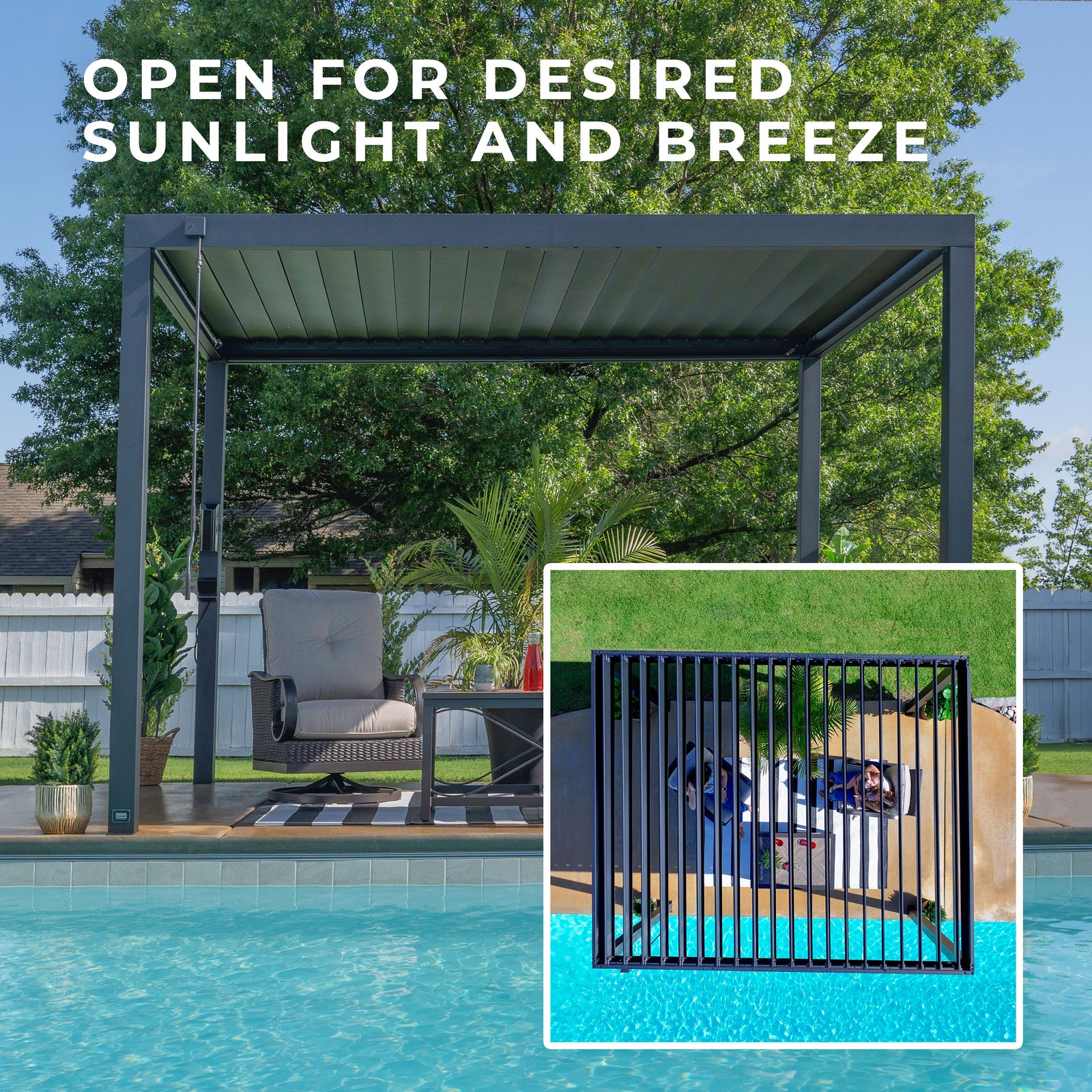 10x10 Sarasota Steel Louvered Pergola — manufacturer image 5