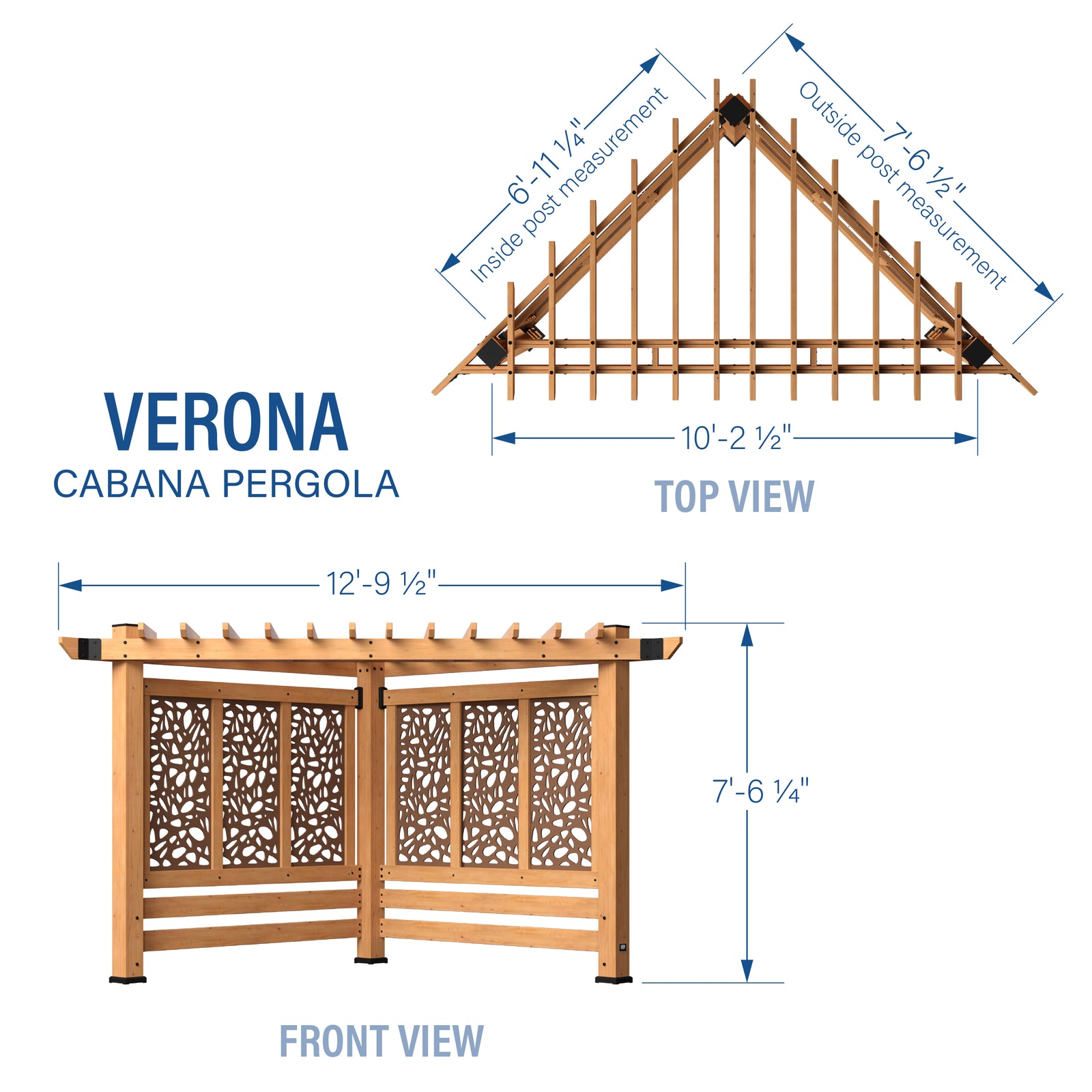 Verona Corner Pergola — footprint and dimensions
