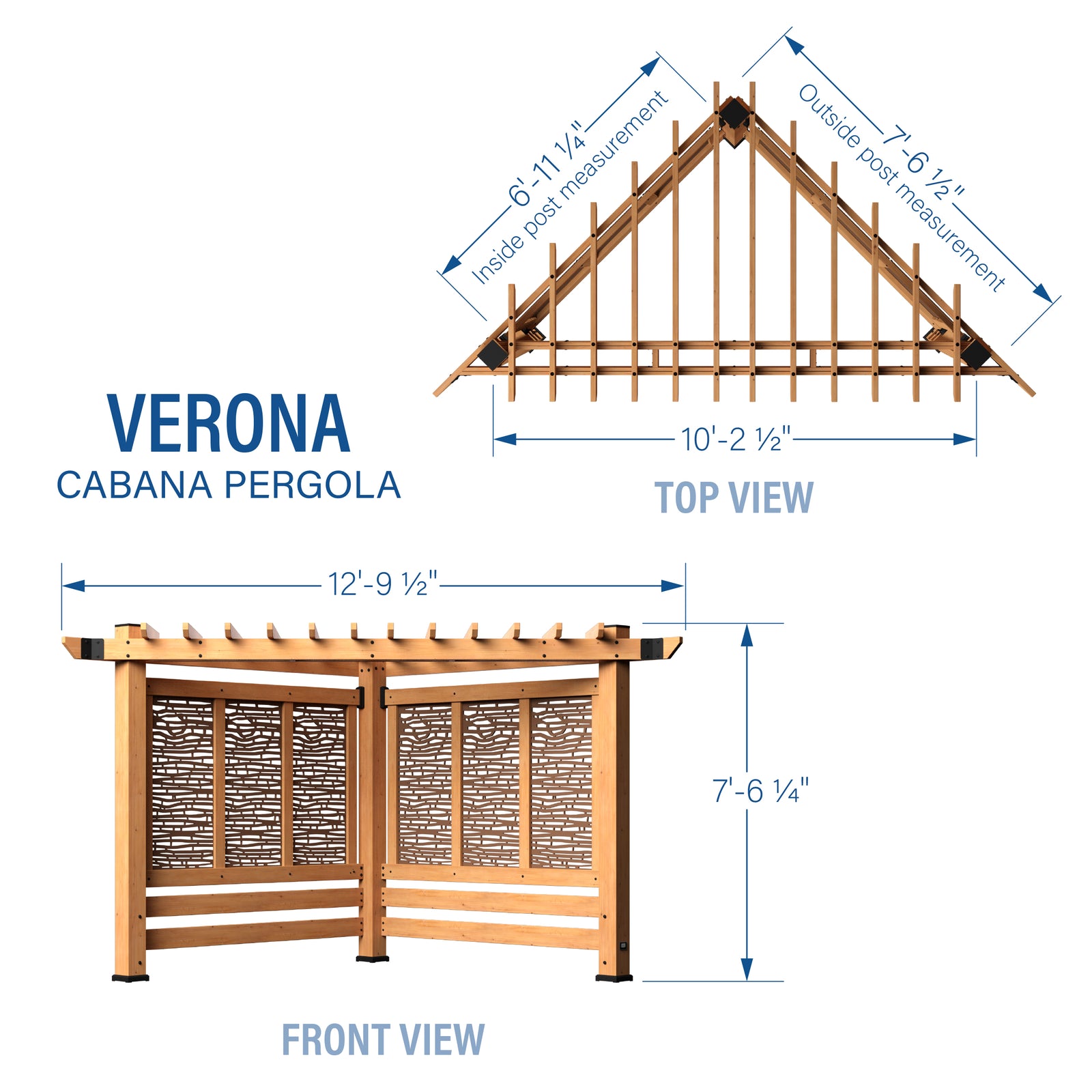Verona Corner Pergola — footprint and dimensions