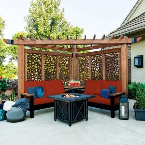 Tuscany Corner Pergola with Conversation Seating - Privacy Panels — manufacturer image 1