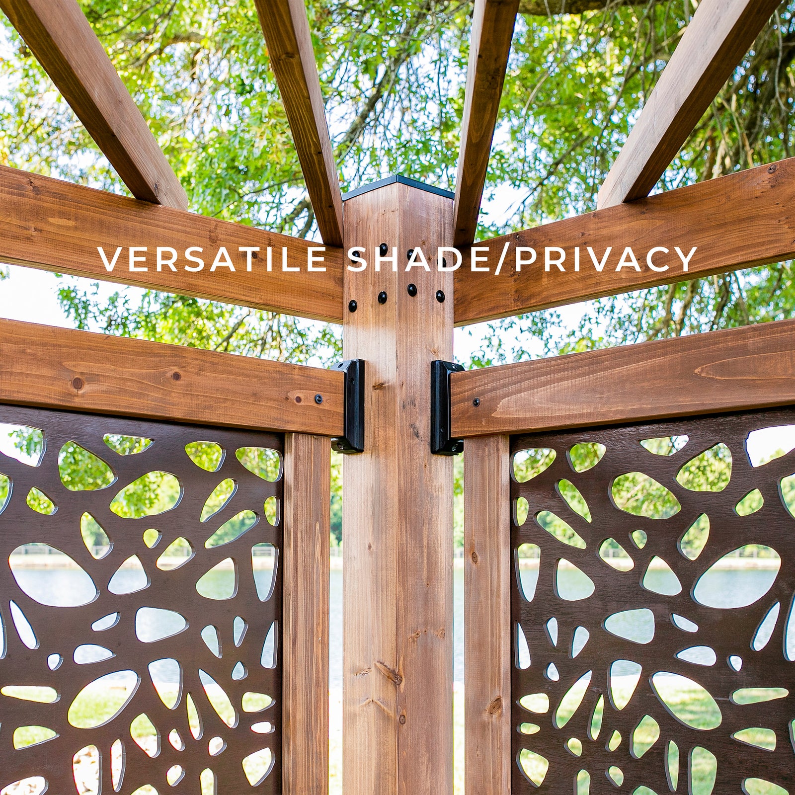 Tuscany Corner Pergola with Conversation Seating - Privacy Panels — manufacturer image 3
