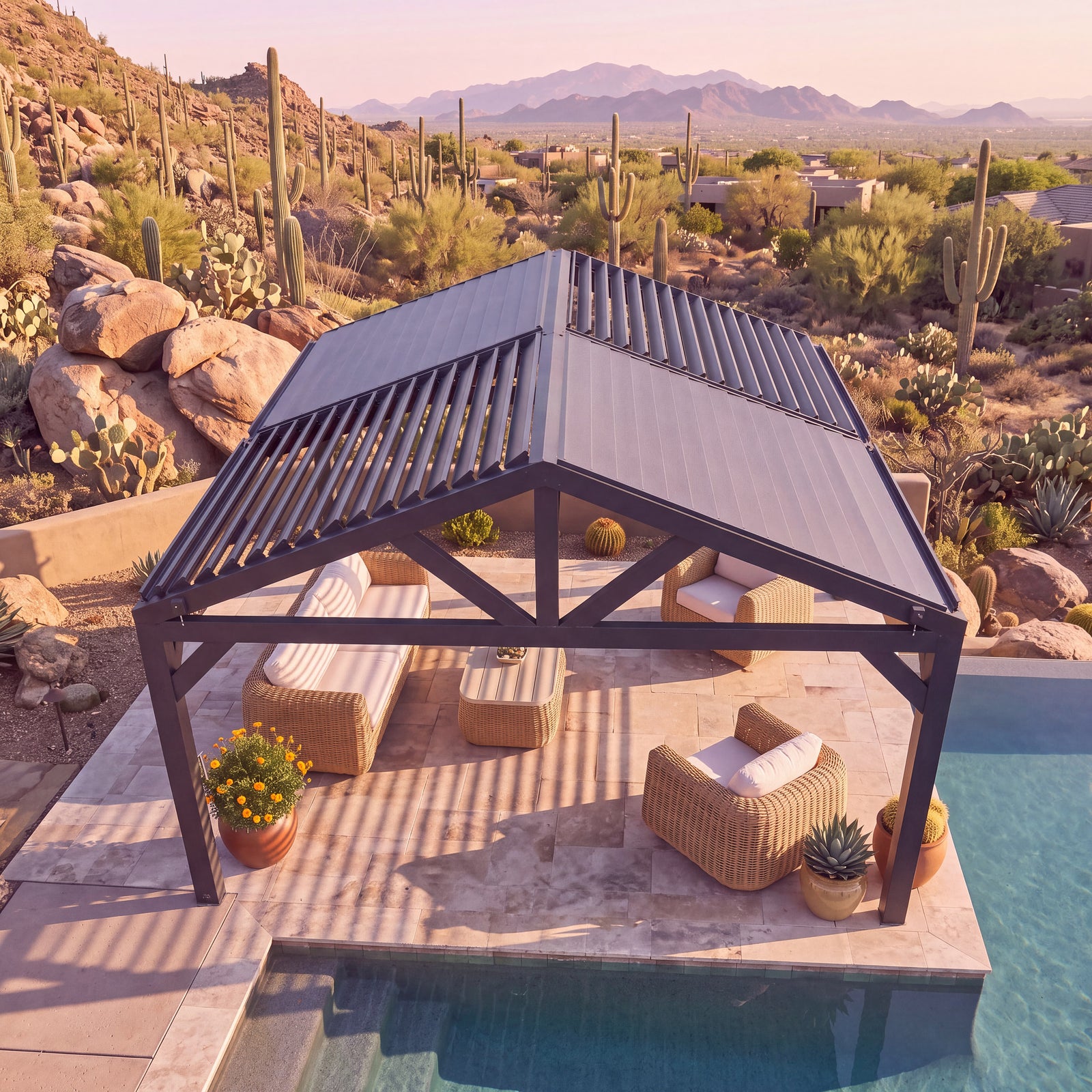 14x14 Ridgeline Steel Louvered Pergola — manufacturer image 4
