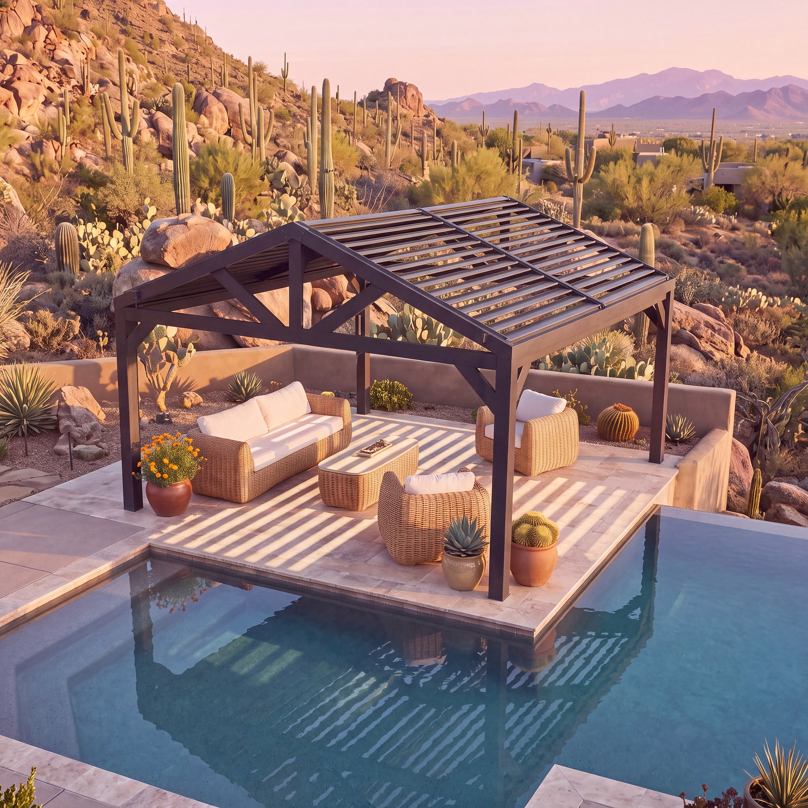 14x14 Ridgeline Steel Louvered Pergola — manufacturer image 6