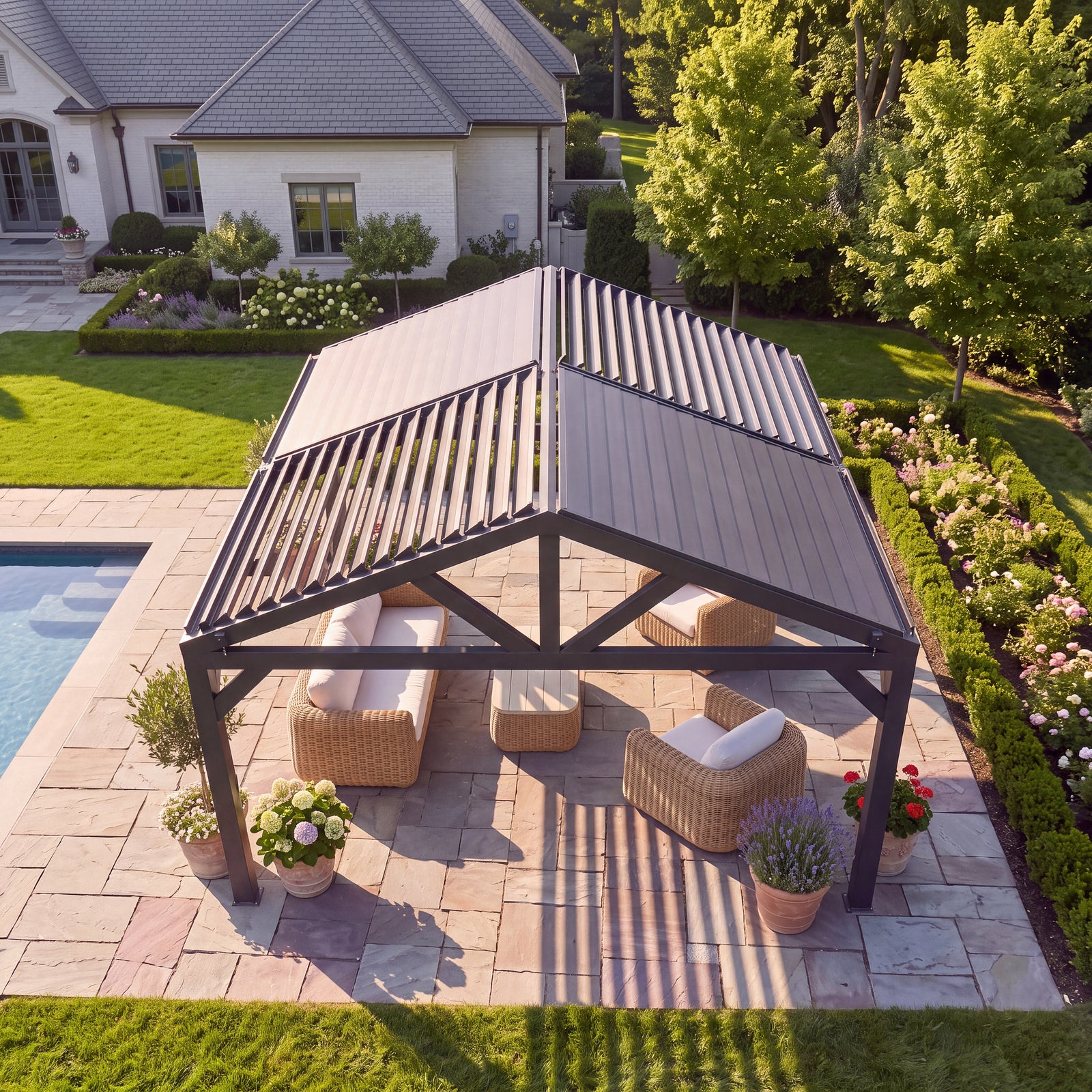 14x12 Ridgeline Steel Louvered Pergola — manufacturer image 4
