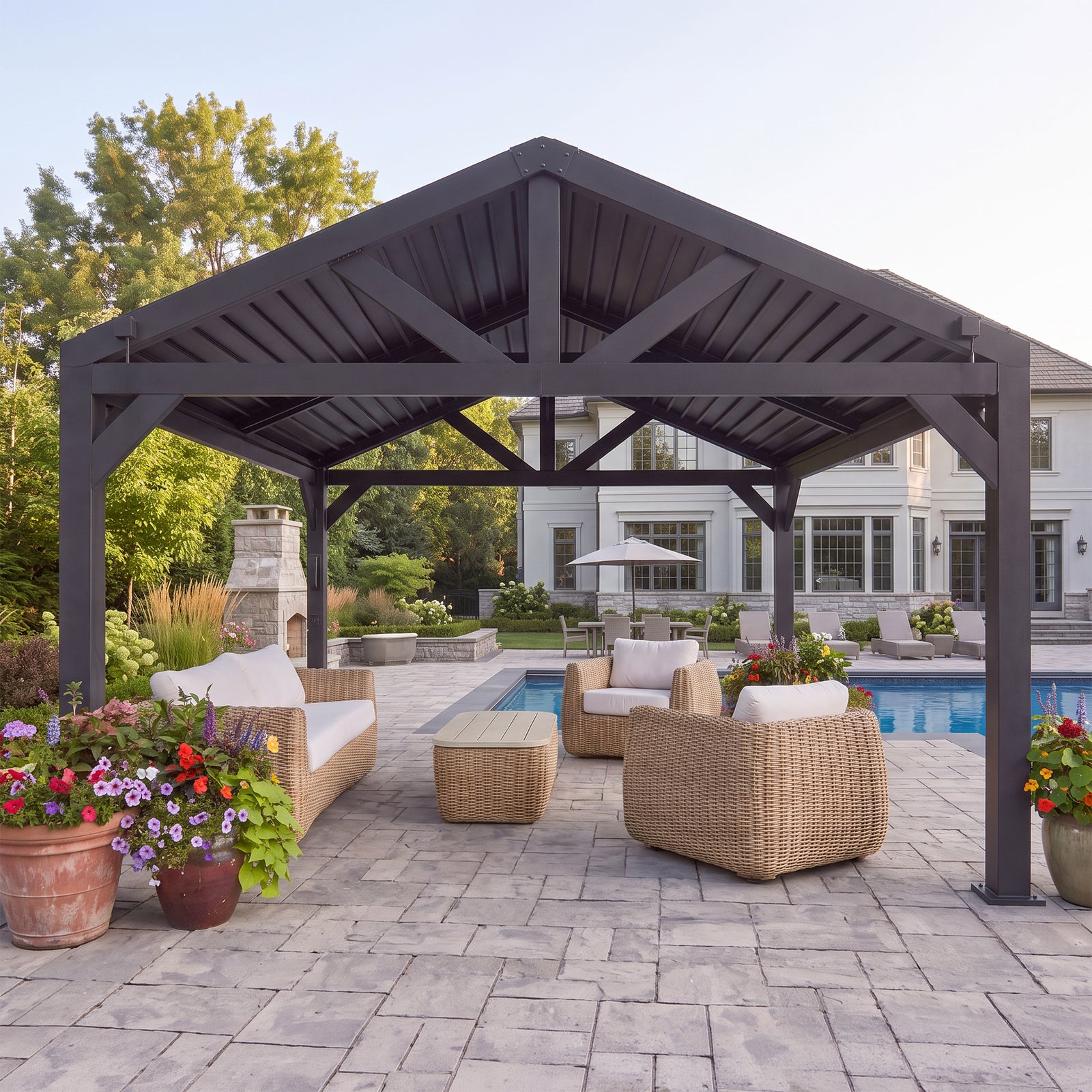 14x12 Ridgeline Steel Louvered Pergola — manufacturer image 6