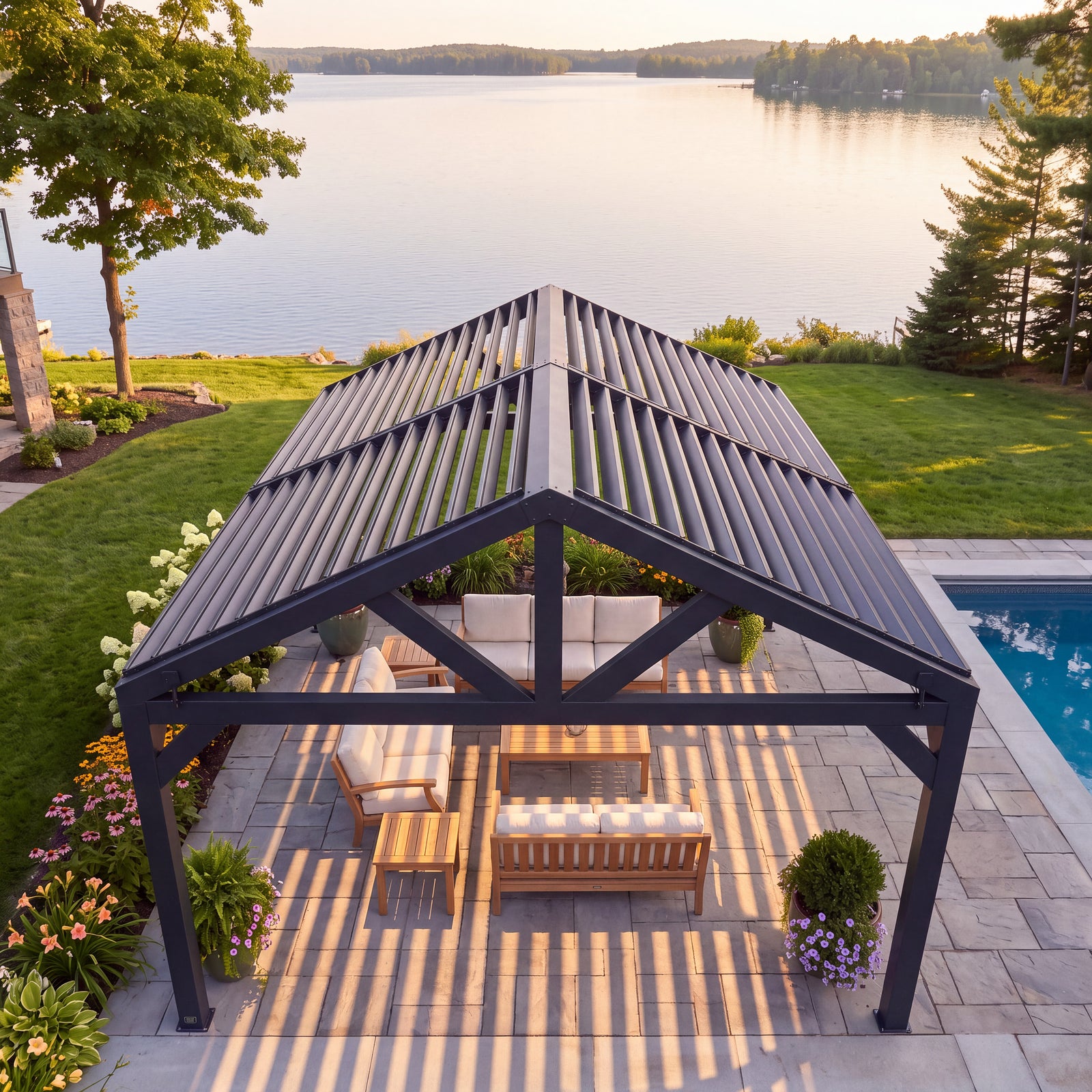 16x14 Ridgeline Steel Louvered Pergola — manufacturer image 4
