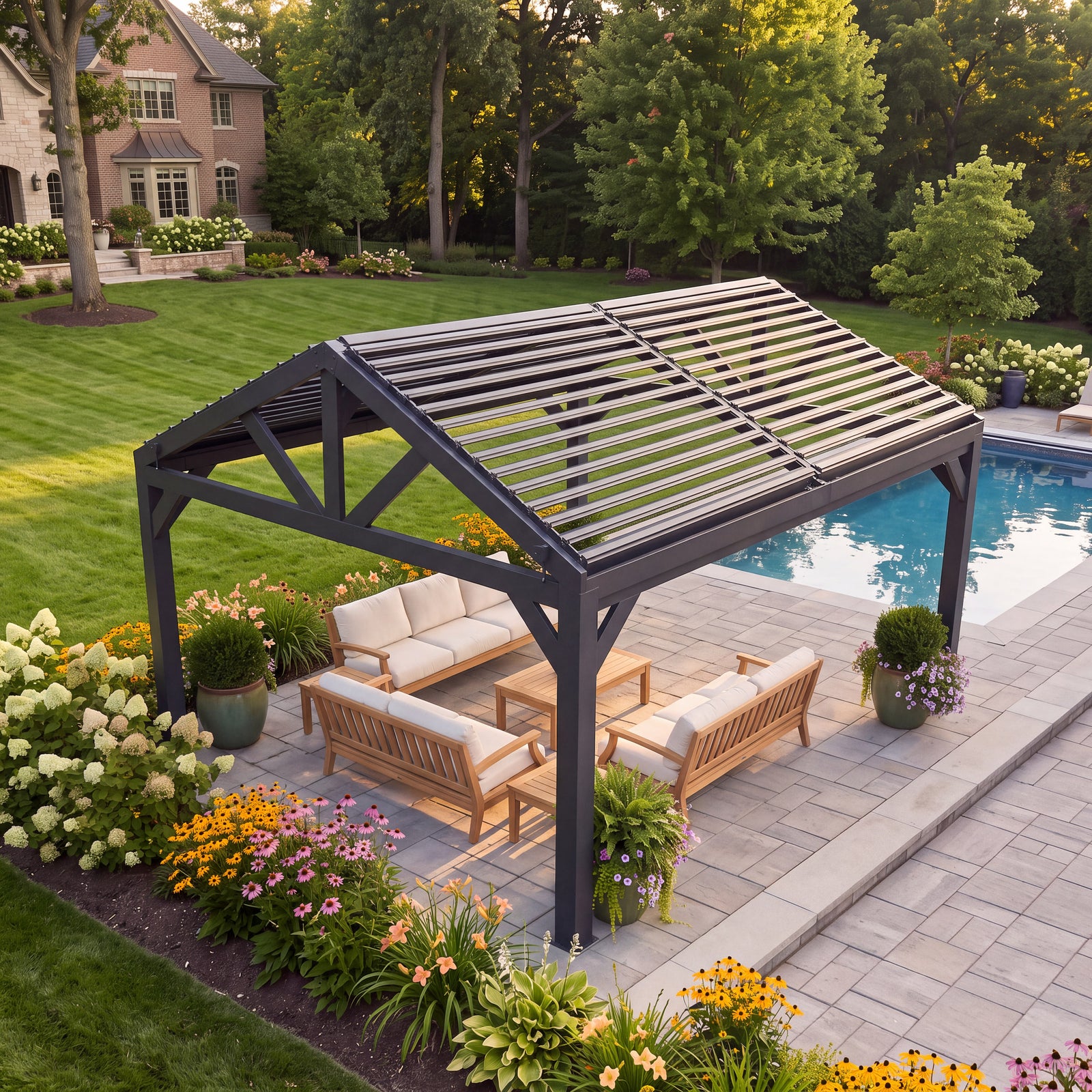 16x14 Ridgeline Steel Louvered Pergola — manufacturer image 6