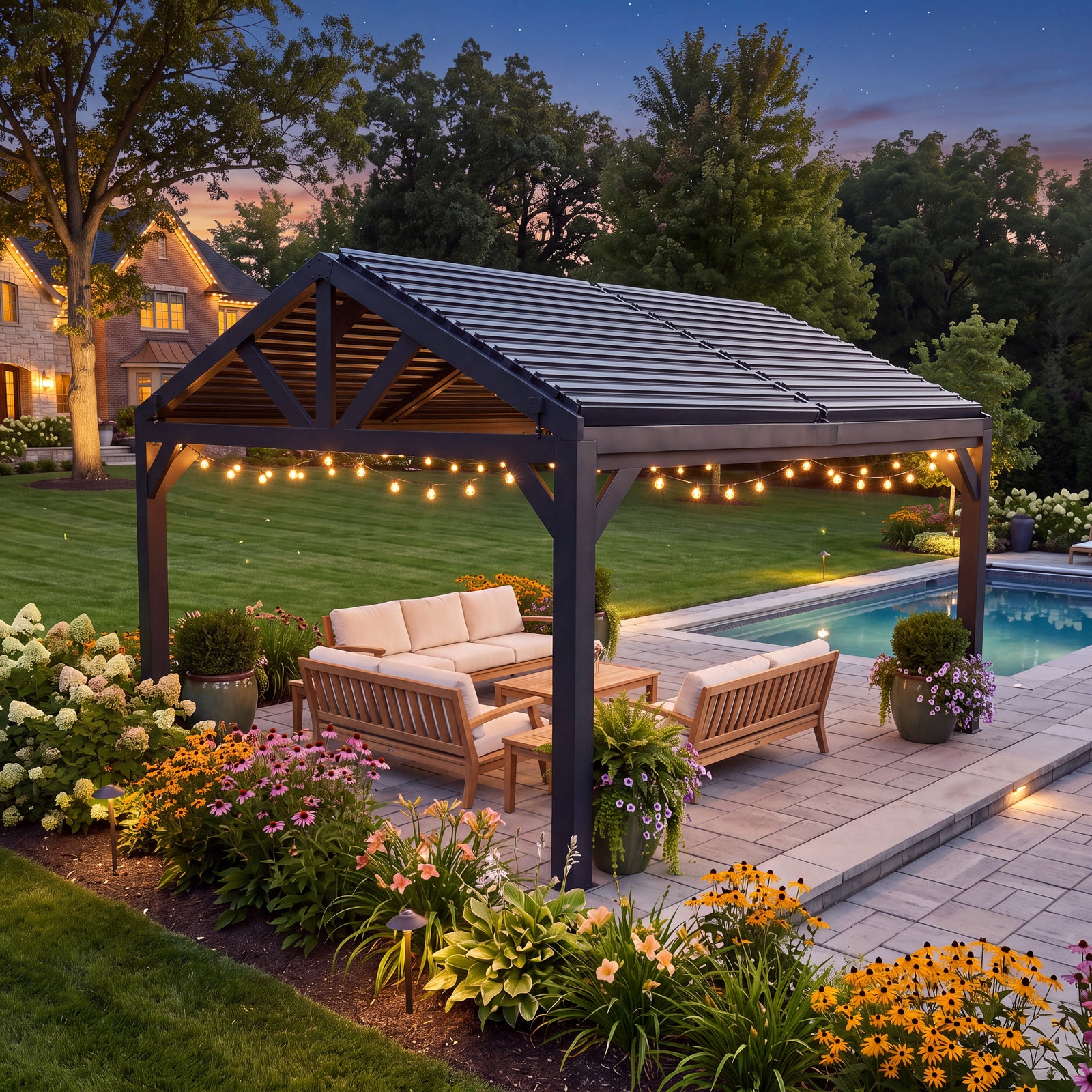 16x14 Ridgeline Steel Louvered Pergola — manufacturer image 12