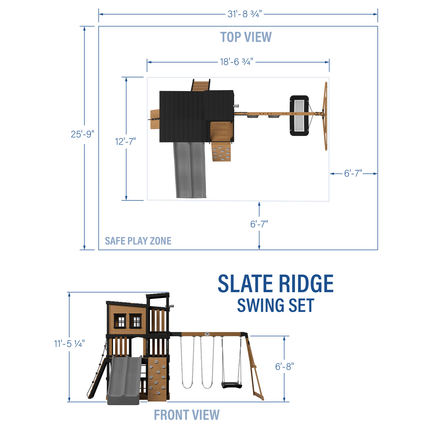 Slate Ridge Swing Set — footprint and dimensions