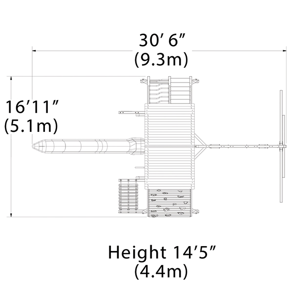 Titan Peak Jumbo 1 with Tarp Roof Green Playset — dimensions and layout