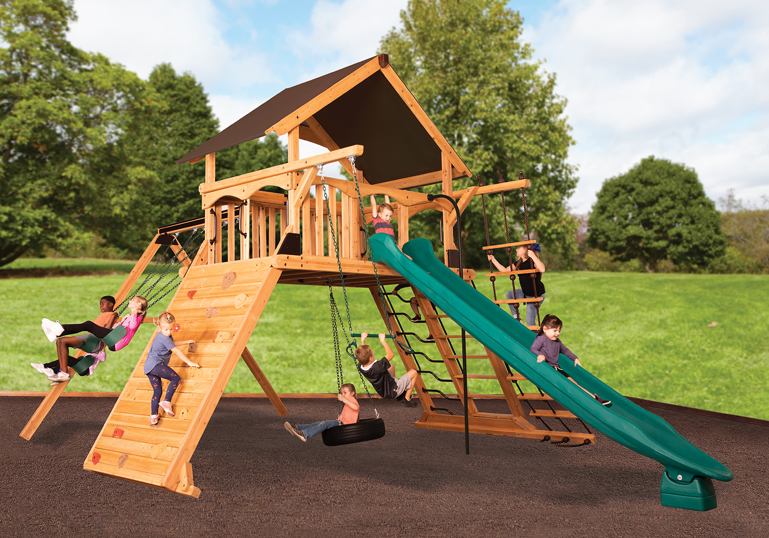Titan Peak Jumbo 1 with Tarp Roof Mahogany Playset — product photo 1