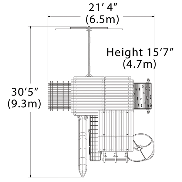 Titan Treehouse XL 10 Swing Set — dimensions and layout