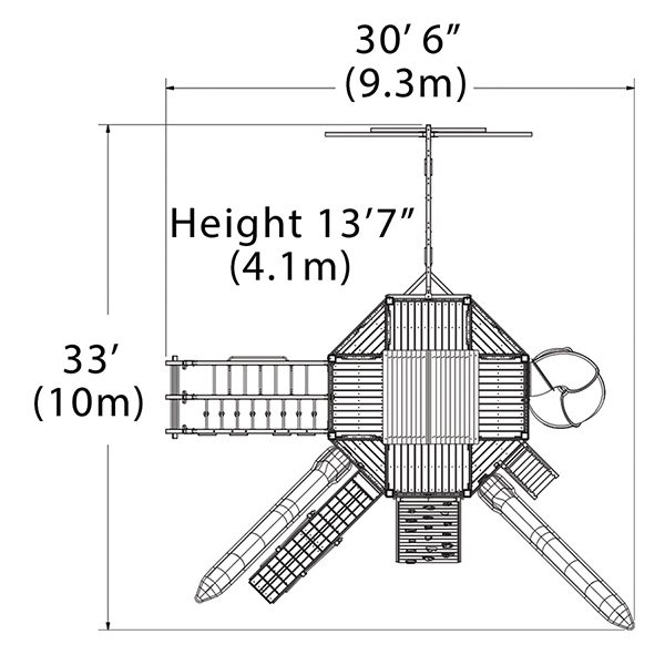 Titan Treehouse XL 12 Swing Set — dimensions and layout