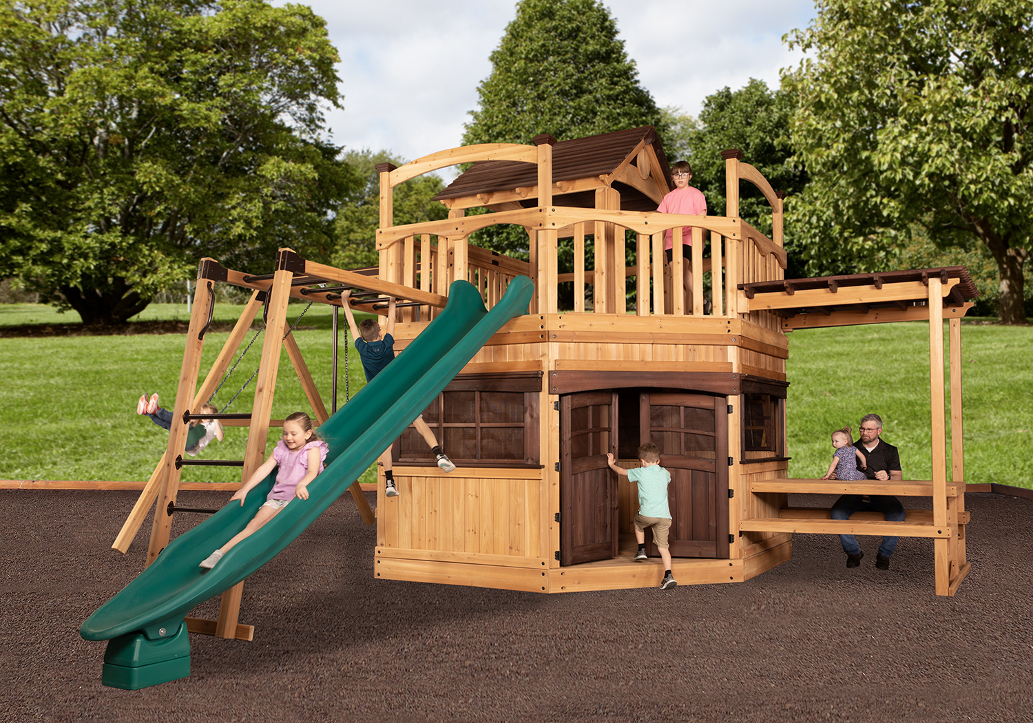 Backyard Adventures Titan Treehouse playground with slides and climbing features