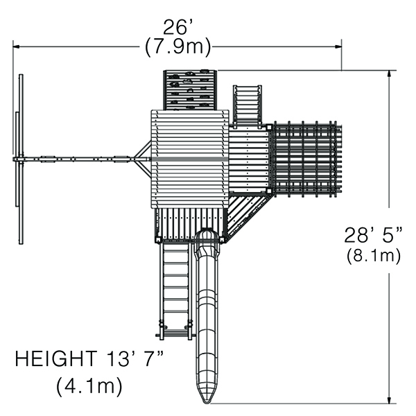 Titan Treehouse XL 13 Swing Set — dimensions and layout