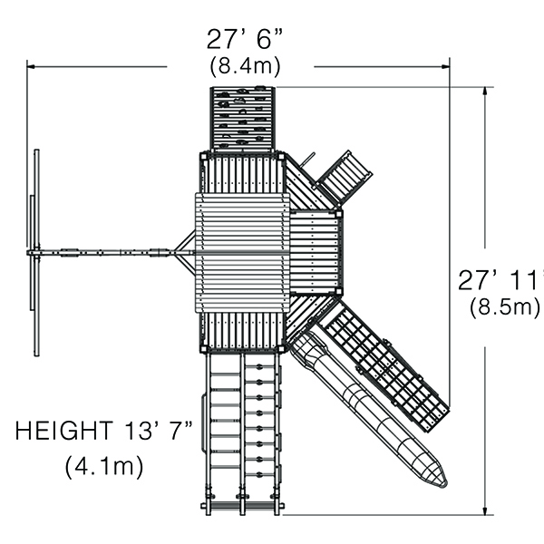 Titan Treehouse XL 14 Swing Set — dimensions and layout