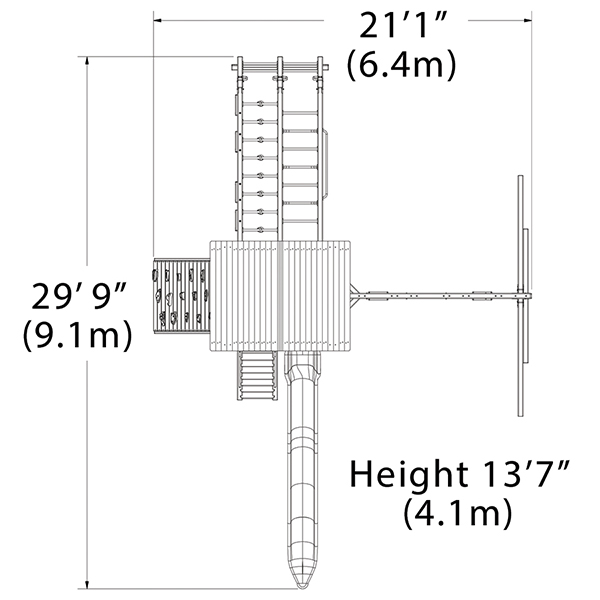 Titan Treehouse XL 2 Swing Set — dimensions and layout