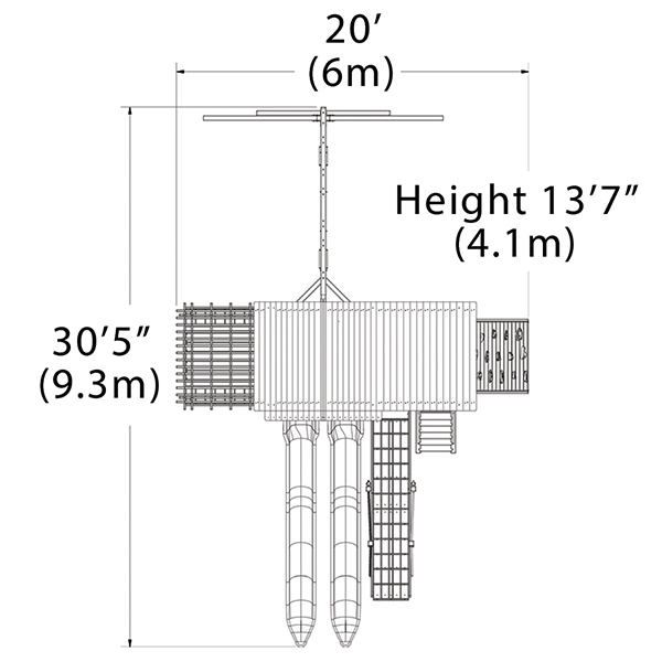 Titan Treehouse XL 4 Swing Set — dimensions and layout