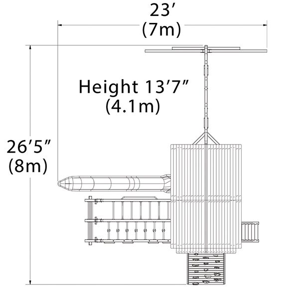 Titan Treehouse XL 5 Swing Set — dimensions and layout