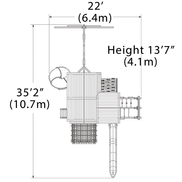 Titan Treehouse XL 7 Swing Set — dimensions and layout