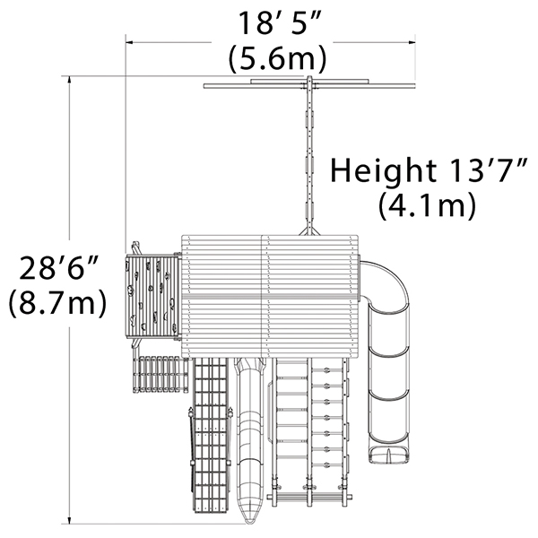 Titan Treehouse XL 8 Swing Set — dimensions and layout