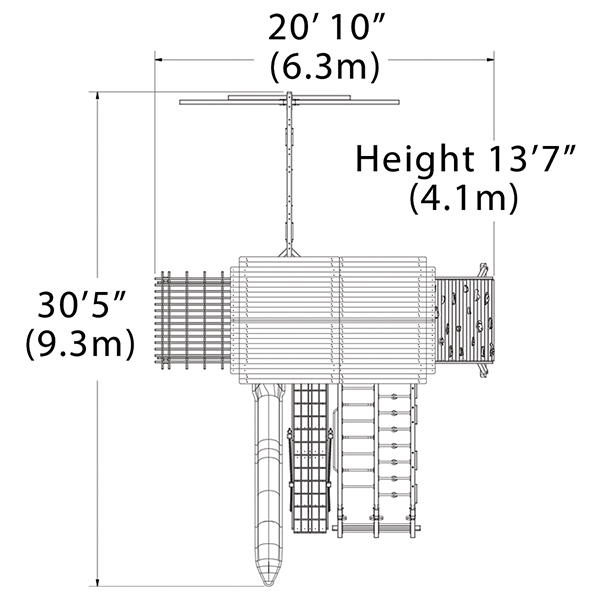 Titan Treehouse XL 9 Swing Set — dimensions and layout