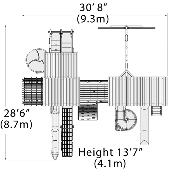 Treehouse Combo Playset — dimensions and layout